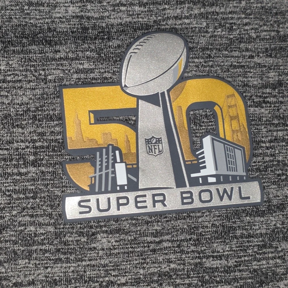 Nike NFL Super‎ Bowl 50 Grey Heather Dri-FIT Quarter Zip Pullover Mens XL